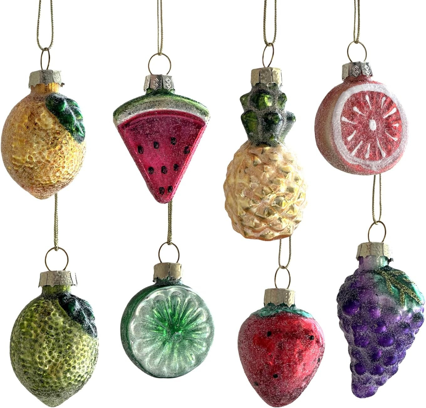 Painted Glass Fruit Christmas Ornaments Mini Decorative Hanging Ornaments for Christmas Set of 8 | Amazon (US)
