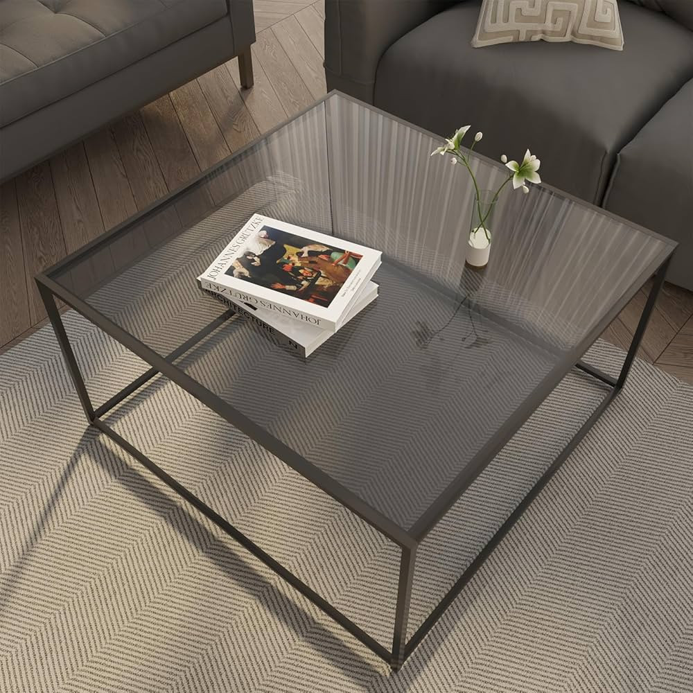 Glass Coffee Tables for Living Room Square Modern Center Table for Small Space,Tempered Glass-top... | Amazon (CA)