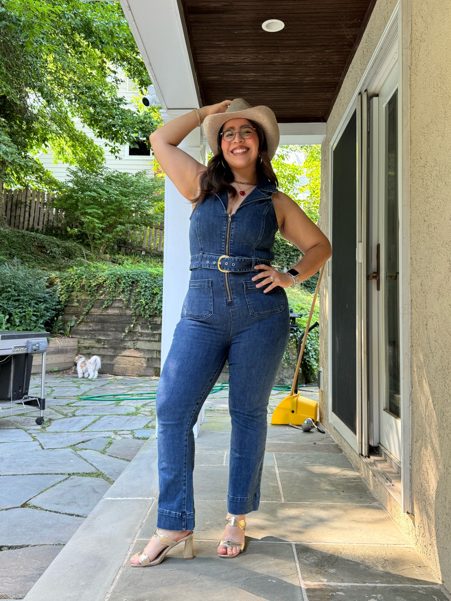 Wearing size L in the jumpsuit! Heels are super comfy as someone not used to wearing heels 

#LTKSeasonal #LTKShoeCrush #LTKMidsize