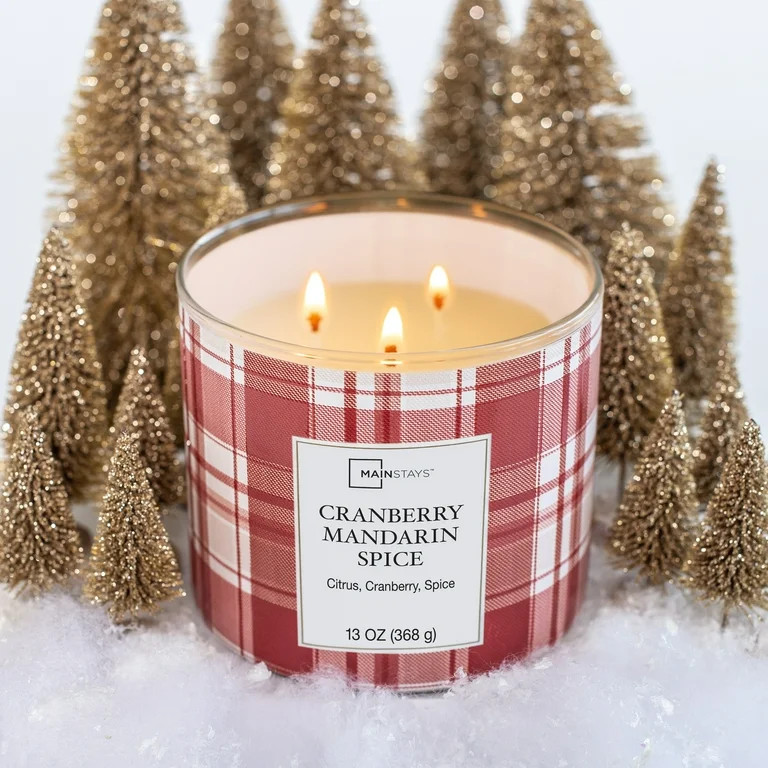 Mainstays Cranberry Mandarin Spice Scented 3-Wick Candle, 13 oz. | Walmart (US)