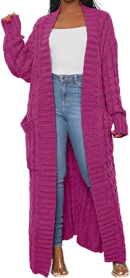 Womens Stylish Cable Knit Dual Chunky Cardigan with Pockets | Amazon (US)