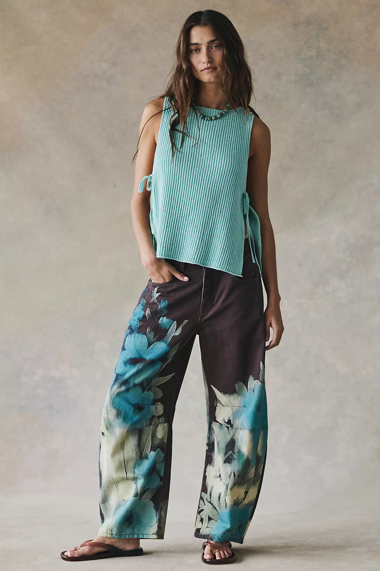 We The Free Good Luck Printed Barrel Jeans | Free People (Global - UK&FR Excluded)