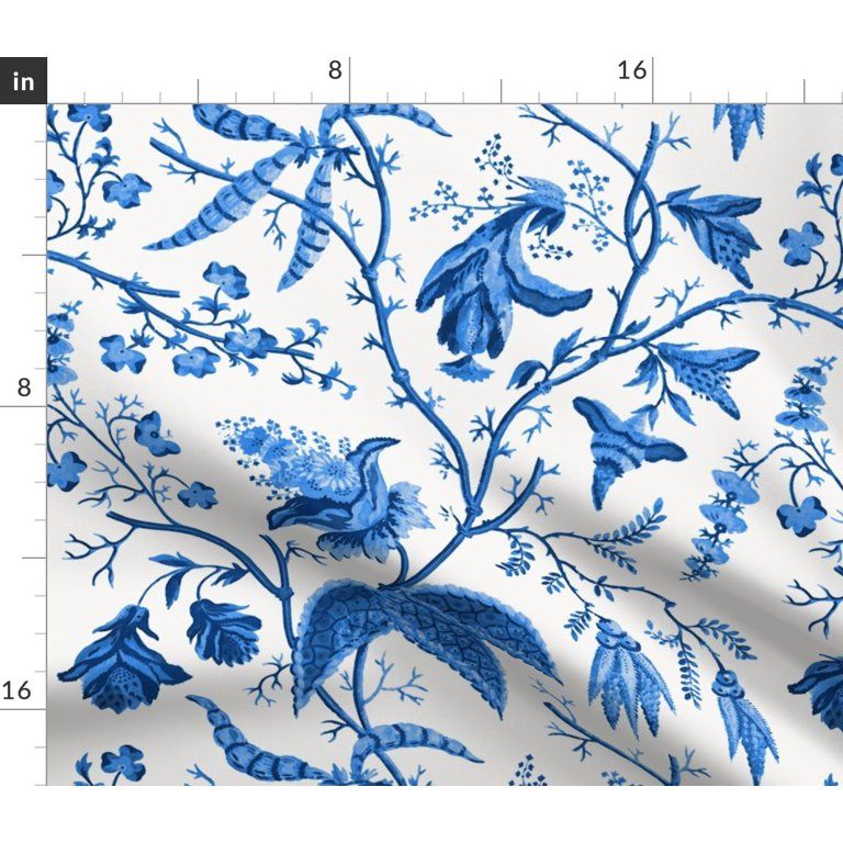 Chinoiserie Blue And White Chintz Linen Cotton Tea Towels by Roostery Set of 2 | Walmart (US)