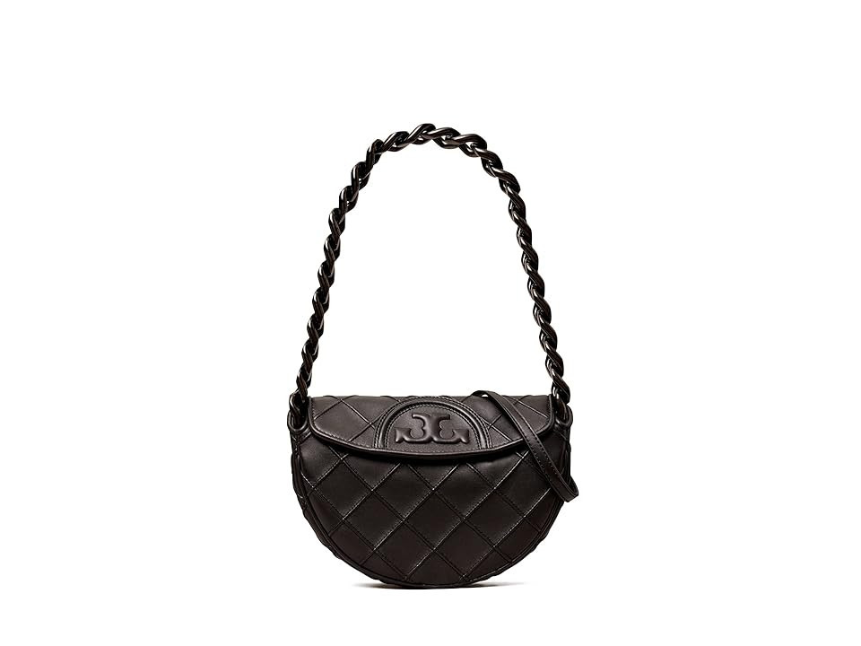 Tory Burch Fleming Soft Mini Crescent Bag Women's Handbags Black, Leather | Zappos
