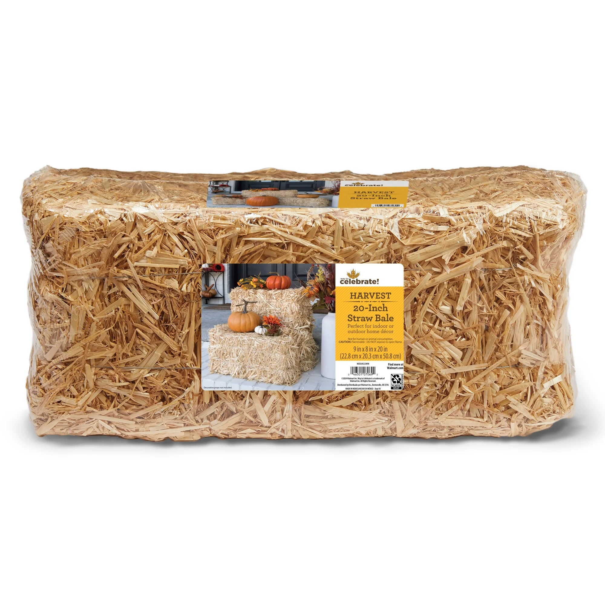Harvest Straw Bale, 8 in x 9 in x 20 in, by Way To Celebrate | Walmart (US)