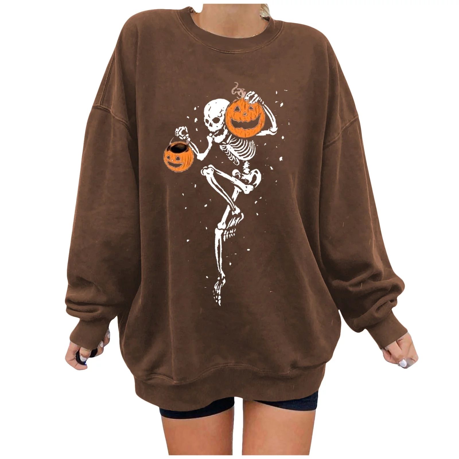 Betiyuaoe Womens Sweatshirts Hoodies Halloween Costumes Printed Long Sleeve Pumpkin Oversized Loo... | Walmart (US)