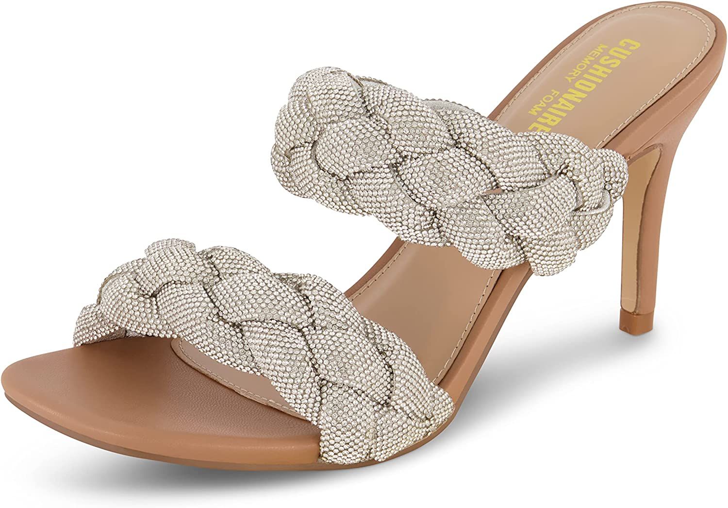 CUSHIONAIRE Women's Sparkle braided rhinestone dress sandal +Memory Foam, Wide Widths Available | Amazon (US)