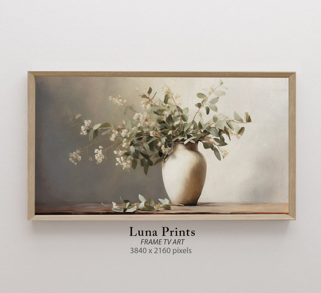 Spring Eucalyptus Art for Frame TV, DIGITAL DOWNLOAD, Frame tv Spring Art, Muted Toned Floral Art | Etsy (US)