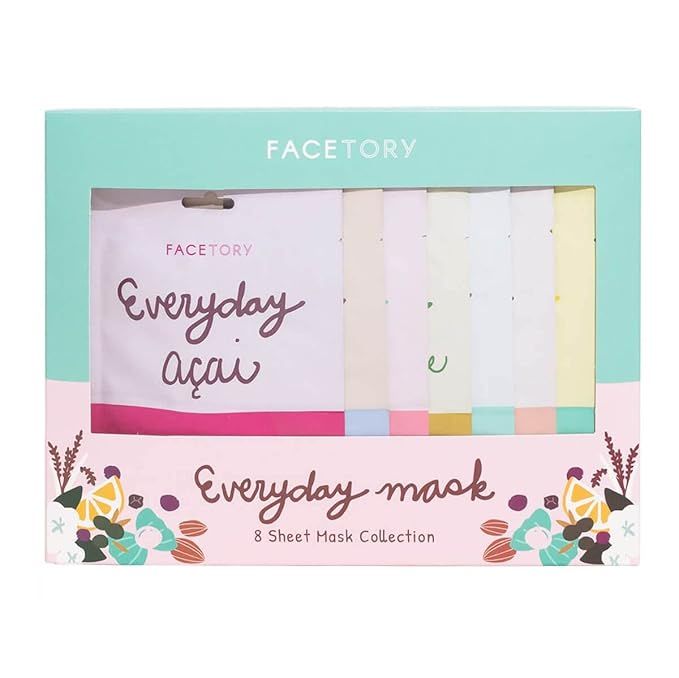 FaceTory Everyday Sheet Mask Gift Set with Acai, Almond, Charcoal, and more - 8 Facial Masks, For... | Amazon (US)