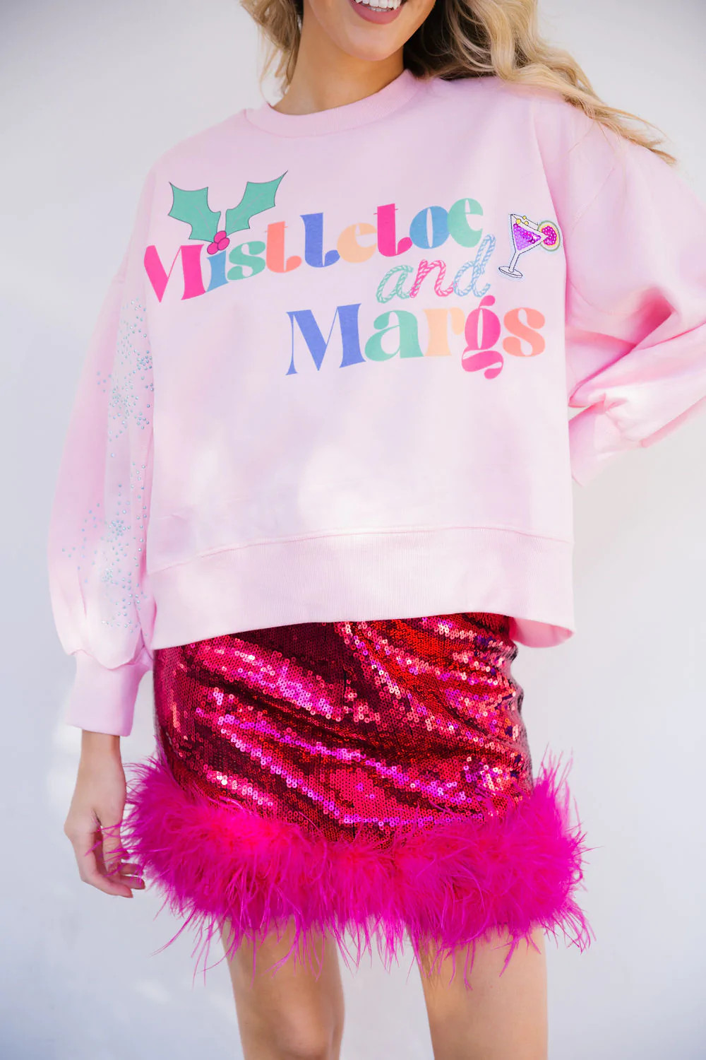 MISTLETOE AND MARGS LIGHT PINK PULLOVER | Judith March