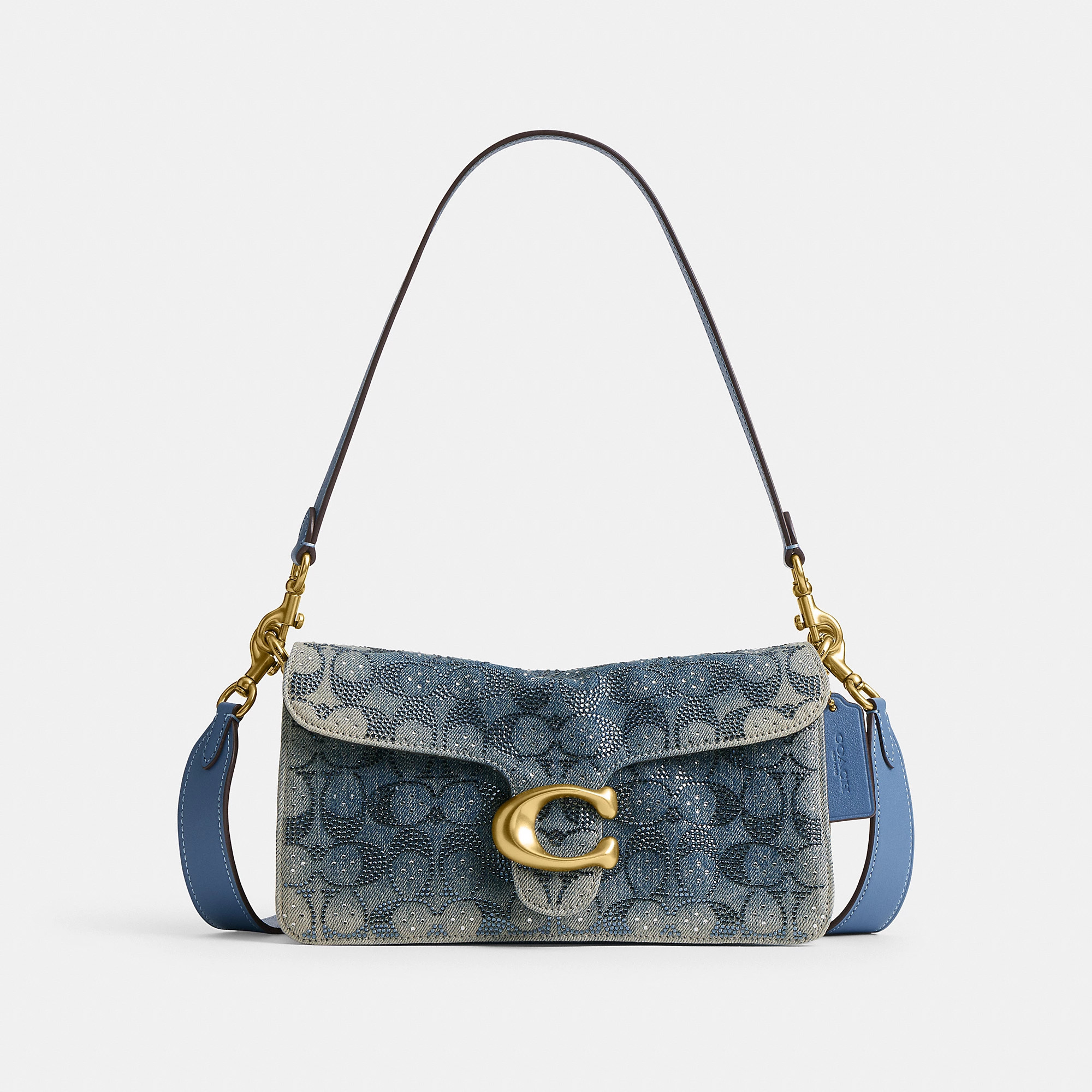 Coach Tabby Shoulder Bag 26 In Regenerative Cotton Denim With Crystal Signature - Women's - Brass/denim | Coach (US)