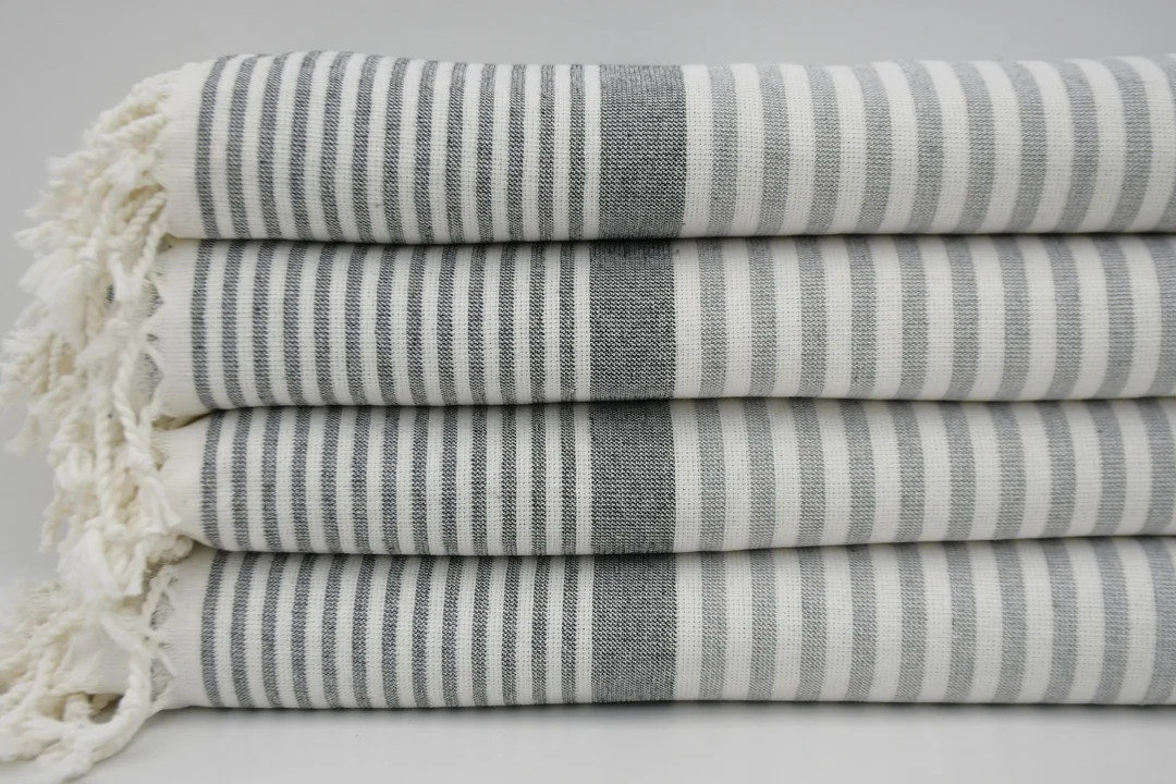 Terry Peshtemal,Beach Terry Towel,Turkish Towels,40"x65",Bath Towel,Turkish Peshtemal,Gray,Black ... | Etsy (Global)