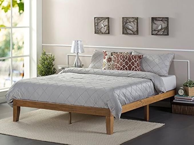 Zinus 12 Inch Wood Platform Bed/No Boxspring Needed/Wood Slat Support/Rustic Pine Finish, Queen | Amazon (US)