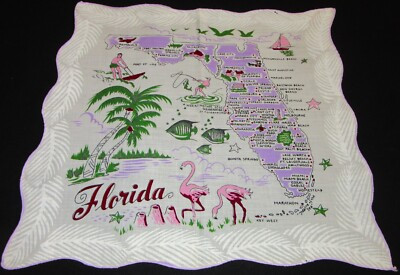 Vintage Hankie Florida State Souvenir Nice Graphics Scalloped | eBay US