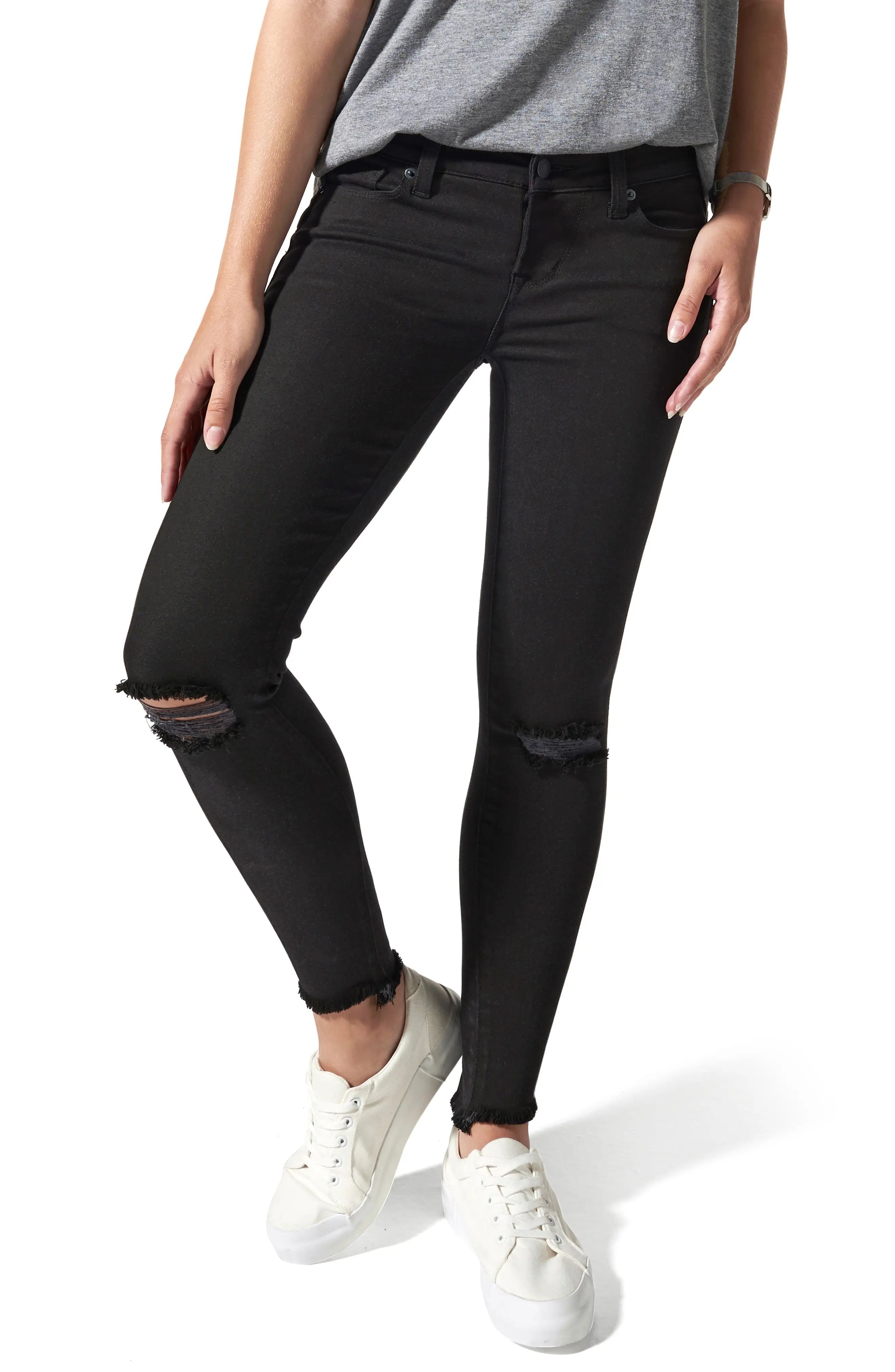 Women's Blanqi Ripped Postpartum/nursing Skinny Jeans, Size 2 - Black | Nordstrom