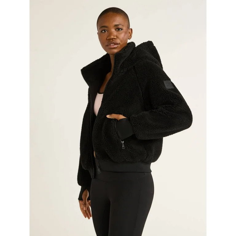 Love & Sports Women's Faux Shearling Jacket with Hood, Sizes XS-XXXL | Walmart (US)