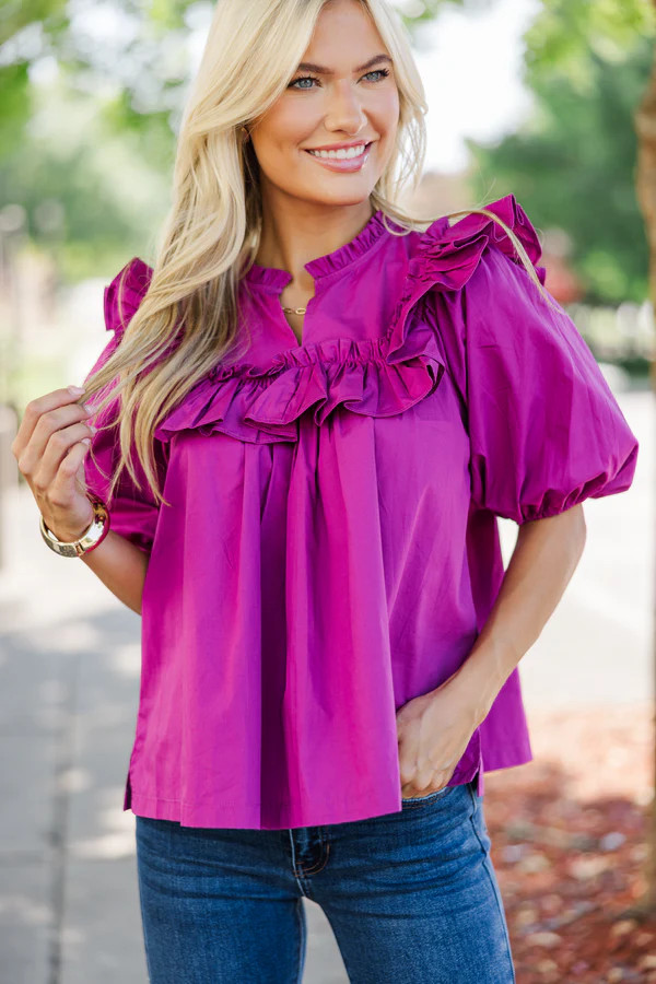 Make Your Choices Magenta Ruffled Blouse | The Mint Julep Boutique