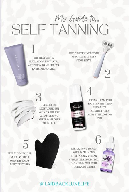 My guide to flawless self tanning! Year round glow, my self tanning routine, summer glow, self tan favorites, self tanning tips, flawless self tan, vacation ready, resort wear, dark self tan, summer tan, body scrub, self tanning drops, Loving Tan, Fenty Skin, Isle of Paradise, self tanning favorites, #LaidbackLuxeLife

Follow me for more fashion finds, beauty faves, lifestyle, home decor, sales and more! So glad you’re here!! XO, Karma

#LTKFindsUnder50 #LTKBeauty #LTKStyleTip