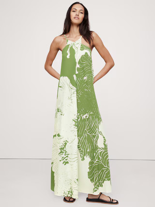 Matte Silk Cross-Front Maxi Dress | Banana Republic (US)