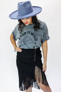 Keep It Wild Cowboy Hat Tee In Denim | Southern House Boutique