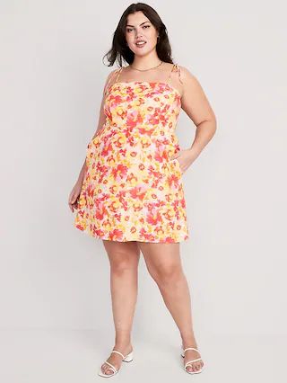 Fit & Flare Floral Tie-Shoulder Mini Cami Dress for Women | Old Navy (US)