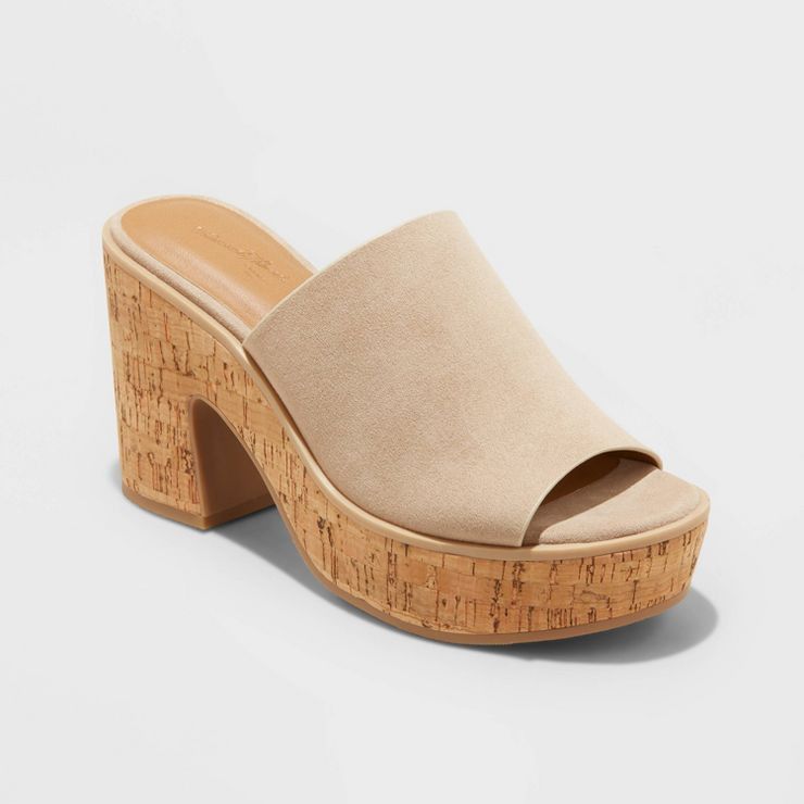 Women's Nessa Platform Mule Heels - Universal Thread™ Light Beige | Target