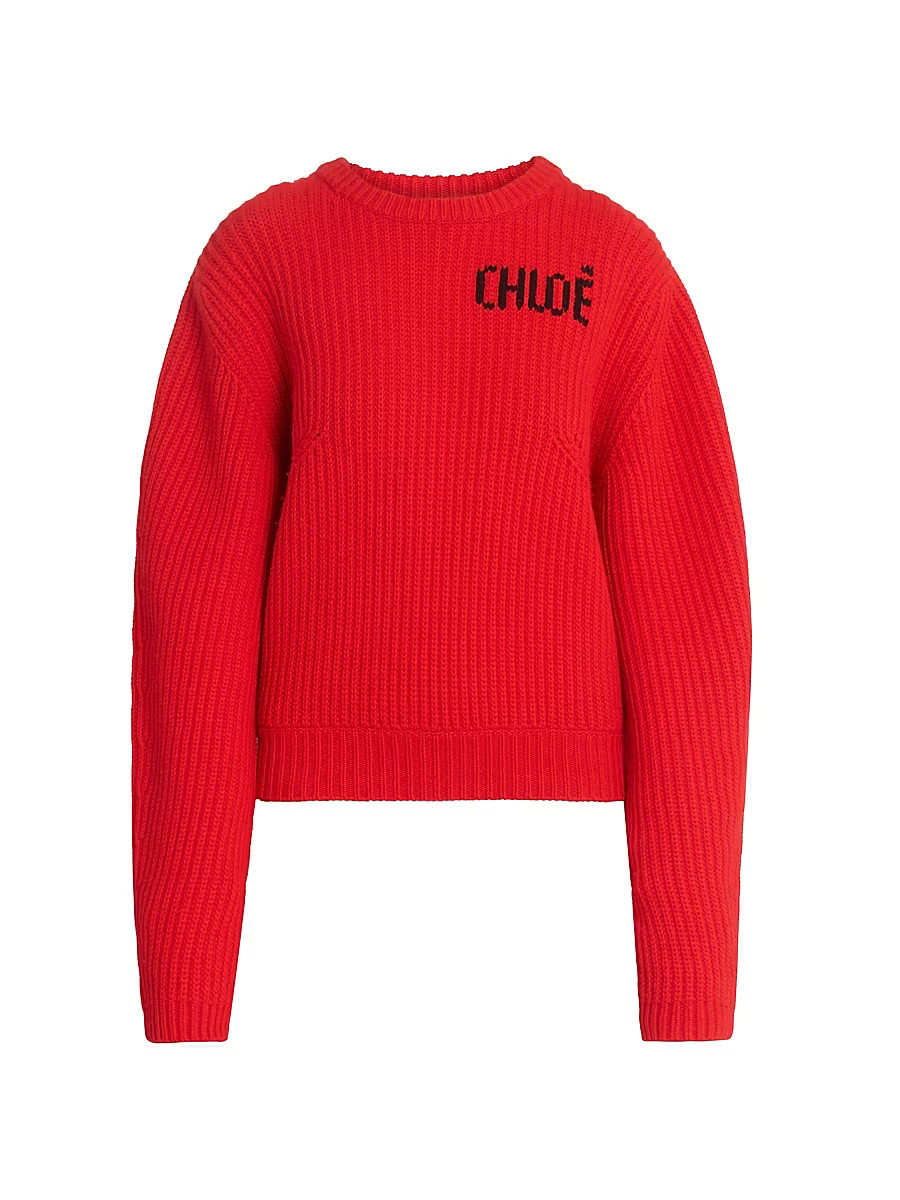 Women's Logo Wool-Cashmere Sweater - Joy Red - Size Medium | Saks Fifth Avenue