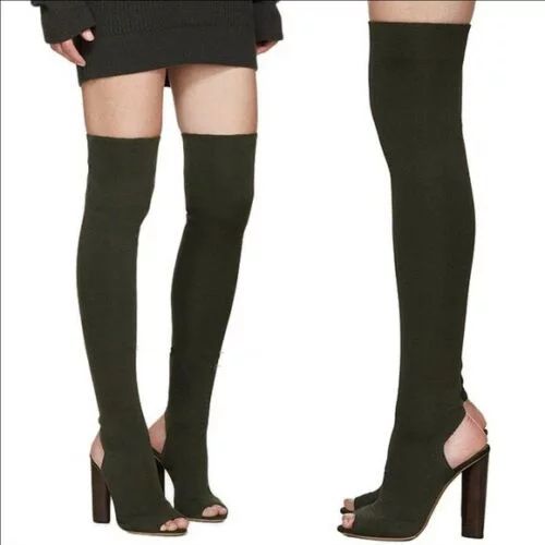 Cape Robbin Connie-11 Olive Stretch Over Knee Thigh High Block Heel Pull On Boot (6.5) | Walmart (US)