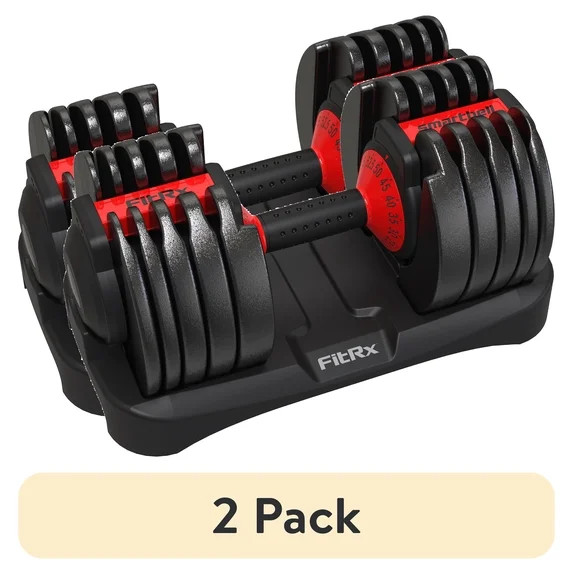 (2 pack) FitRx Adjustable Dumbbells, 52.5lb SmartBell Dumbbell Set with Quick-Select Weights for ... | Walmart (US)