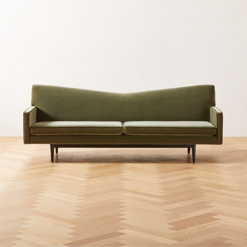 Bowtie Modern Green Velvet Sofa | CB2 | CB2