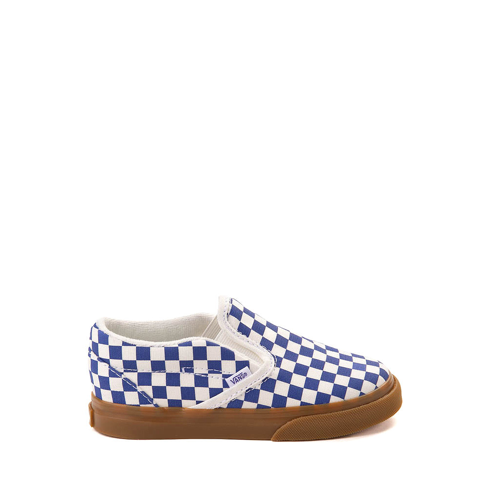Vans Slip-On Checkerboard Skate Shoe - Baby / Toddler - True Blue / White / Gum | Journeys