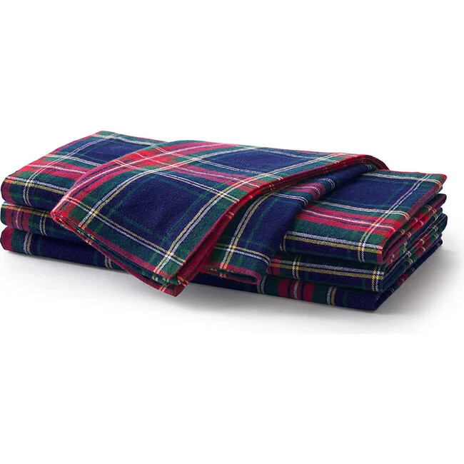 Petite Plume | Set of 4 Napkins, Windsor Tartan | Linen (Navy Blue) | Maisonette | Maisonette