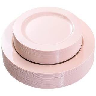 Pink Plastic Plates - Heavy Duty Disposable for Party, Mother's Day, Wedding - 60-Piece | The Home Depot