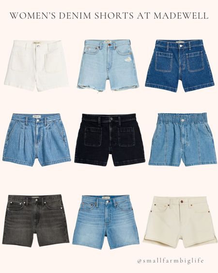 Women’s denim shorts at Madewell. May 9-13 get 20% off faves. White tile denim shorts with front patch pockets. Relaxed mid length denim shorts with step hem. Dark denim wash front patch pocket denim shorts. Black front patch pocket denim shorts. Pleated denim shorts. Pull on paper bag shorts. Vintage mid length jean shorts. Washed black relaxed mid length denim shorts. Vintage jean short in canvas  

#LTKsalealert #LTKxMadewell #LTKover40