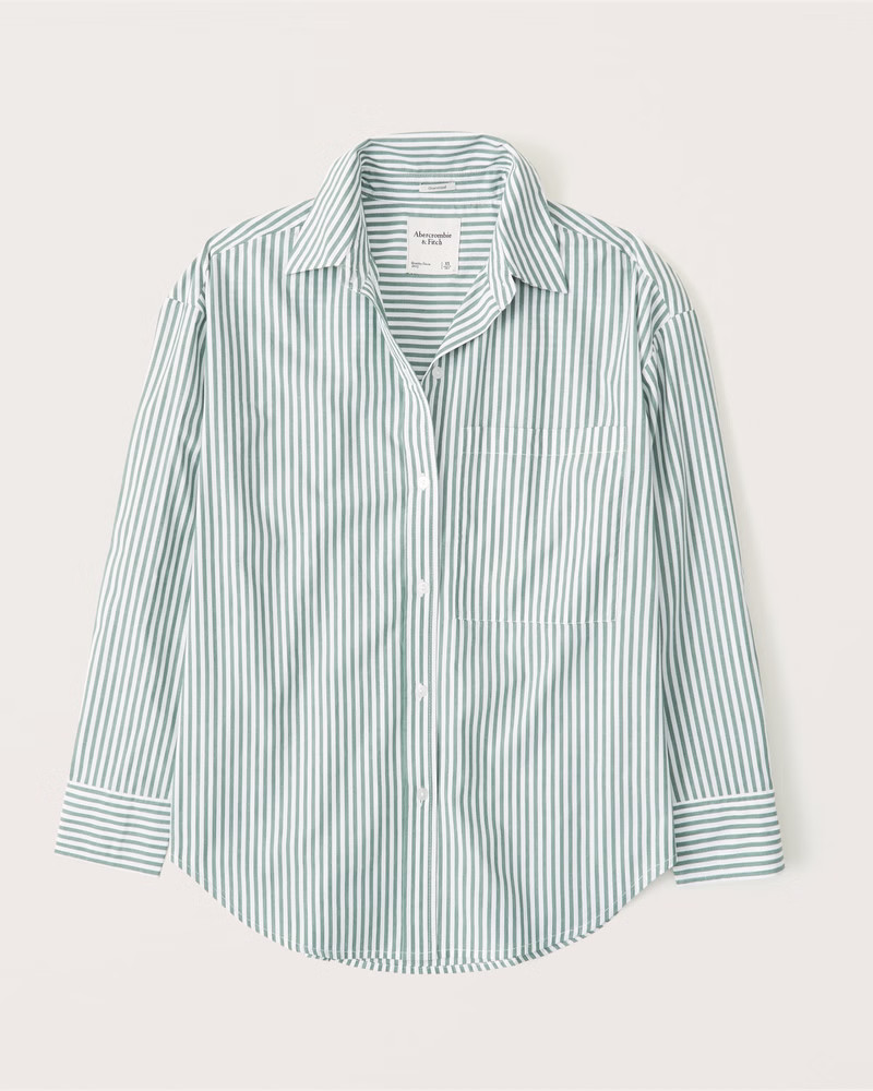 Women's Oversized Poplin Button-Up Shirt | Women's Tops | Abercrombie.com | Abercrombie & Fitch (US)