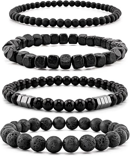 Men’s Bracelet Set Multi - Tiger Eye/Matte Agate/Lava Rock Gifts for Birthday/Anniversary/Chris... | Amazon (US)