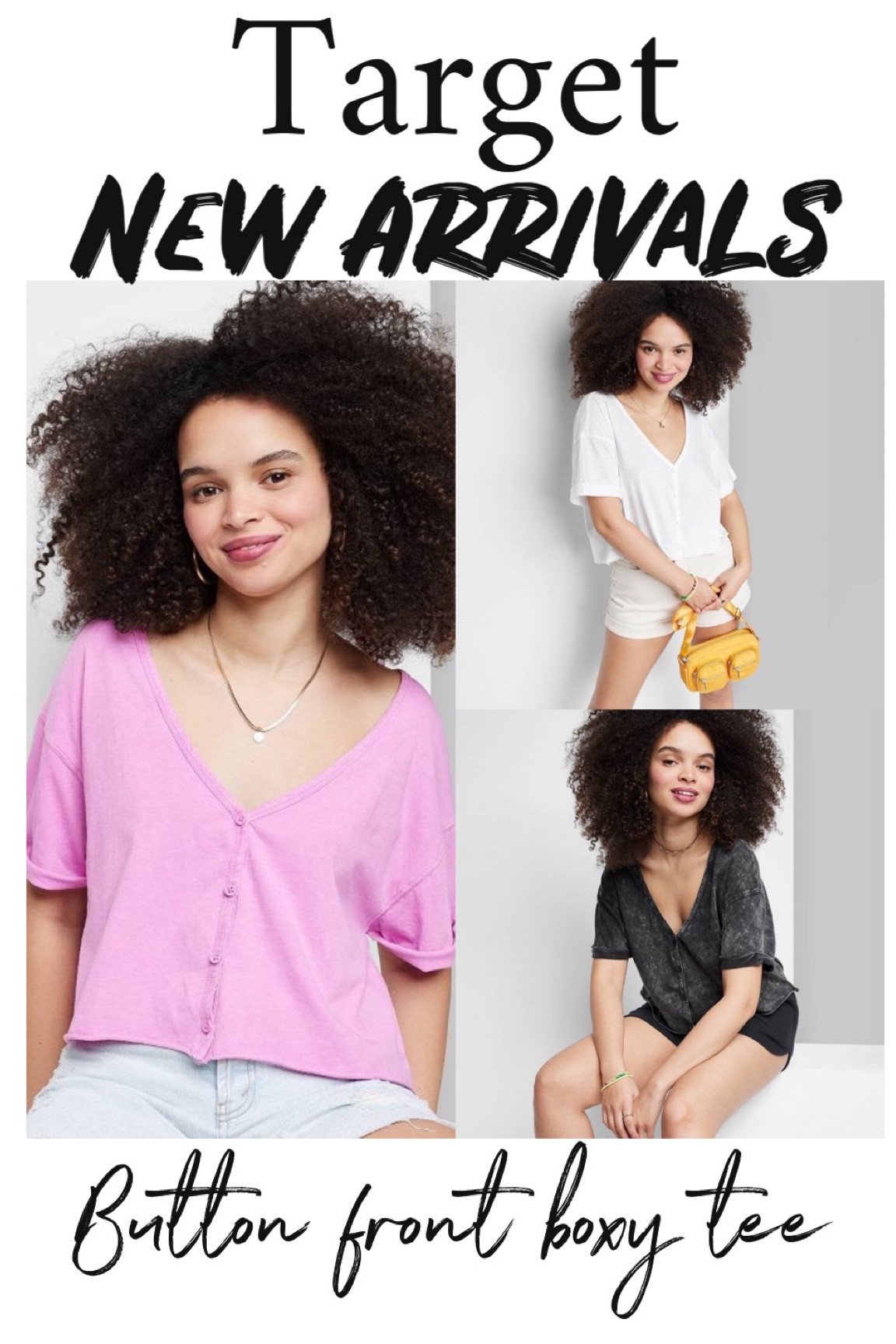 Target new arrivals button front oversized boxy tee 

#LTKunder50 #LTKtravel #LTKstyletip