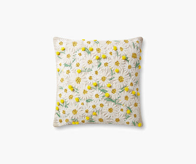 Daisies Embroidered Pillow - Khaki | Rifle Paper Co.