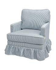 30x35.5 Raya Swivel Chair With Ruffle Skirt And Welting | TJ Maxx