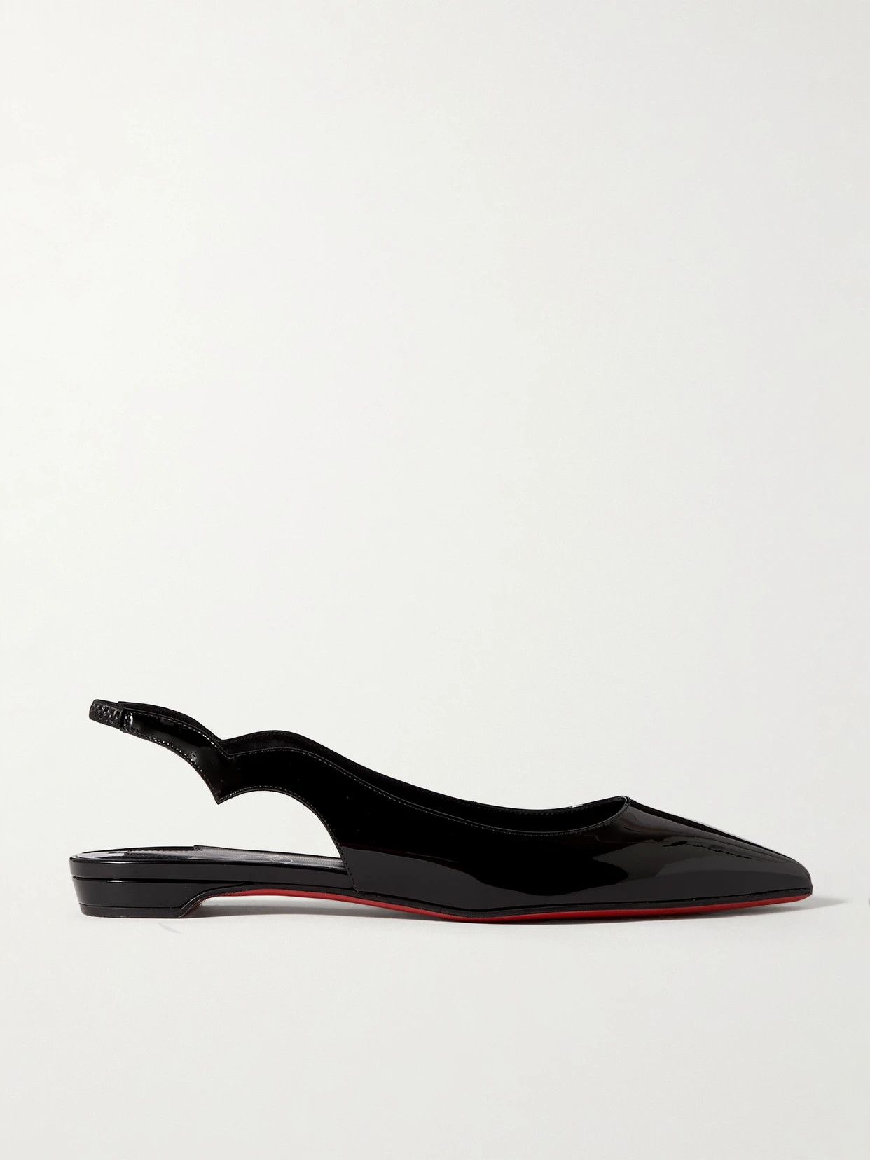 Christian Louboutin - Hot Chikita Patent-leather Slingback Point-toe Flats - Black | NET-A-PORTER (US)