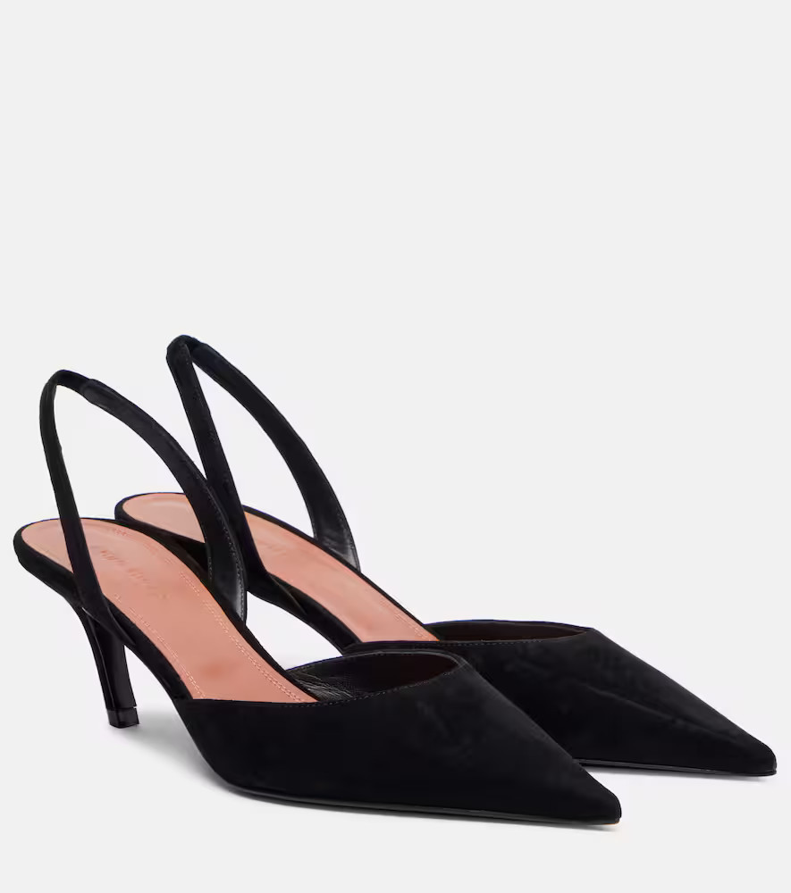 Amina Muaddi Sofia 60 suede slingback pumps | Mytheresa (US/CA)
