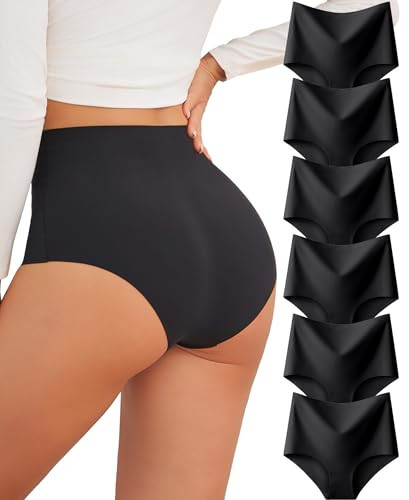 FINETOO Seamless Underwear for Women High Waisted Womens Underwear Cheeky Bikini No Show Briefs Ladies Panties 6 Pack | Amazon (US)
