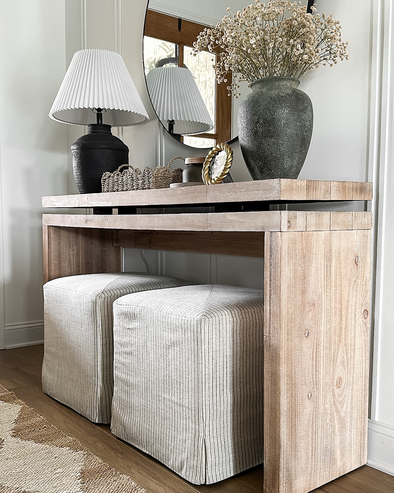 Entryway decor, jute runner, diamond rug, console table, entryway table, neutral home decorr

#LTKHome