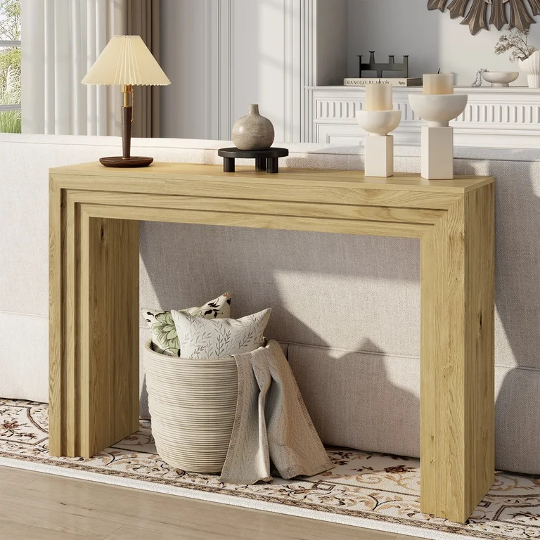 Laintene Natural Entryway Table, 43" Modern Console Table with Storage, Narrow Sofa Table Behind ... | Walmart (US)