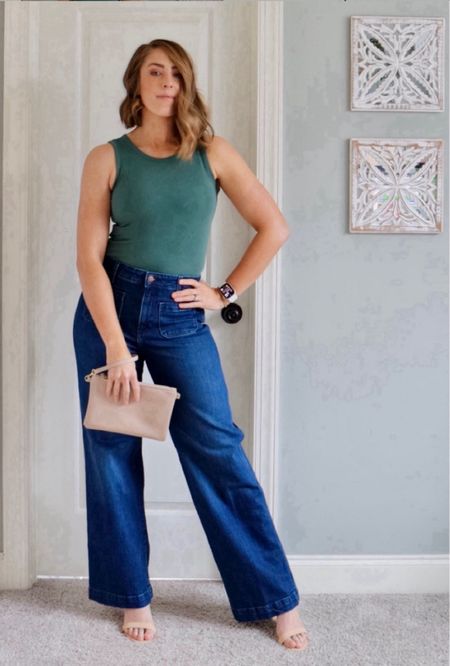 Check out this lighter professional and casual Summer outfit for work or play!

Green bodysuit, Apple Watch, Old Navy denim, Old Navy jeans, Spring trends, summer trends, new denim, work outfit, snake skin heels, boho bag, hobo bag, Rebekah Minkoff, open toe toe heels, tall women fashion, tall girl fashion, tall jeans for women

Bodysuit - medium 
Denim - 29 long
Shoes - 11

#LTKFindsUnder100 #LTKSaleAlert #LTKStyleTip