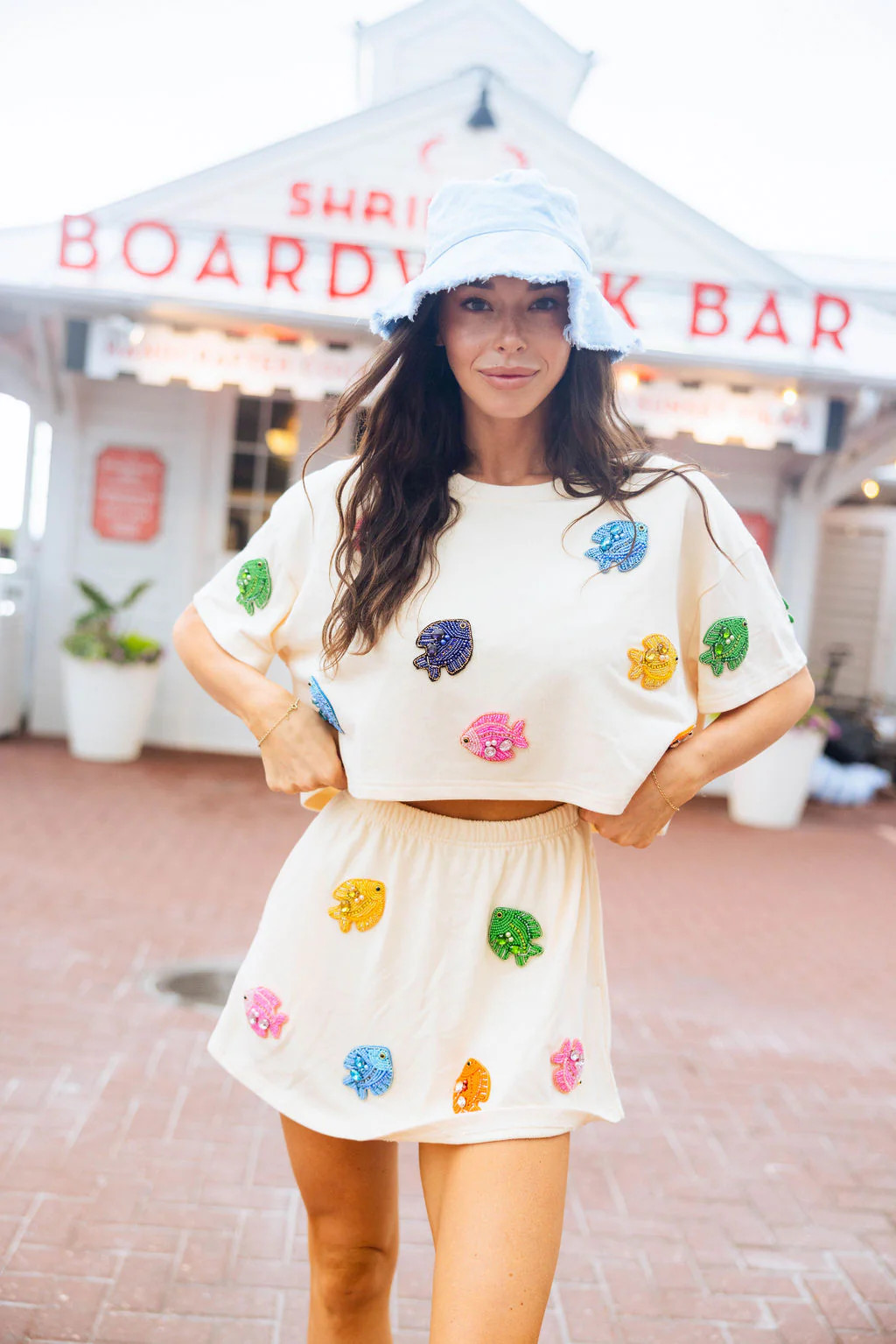 Beige Beaded Fish Top | Queen of Sparkles