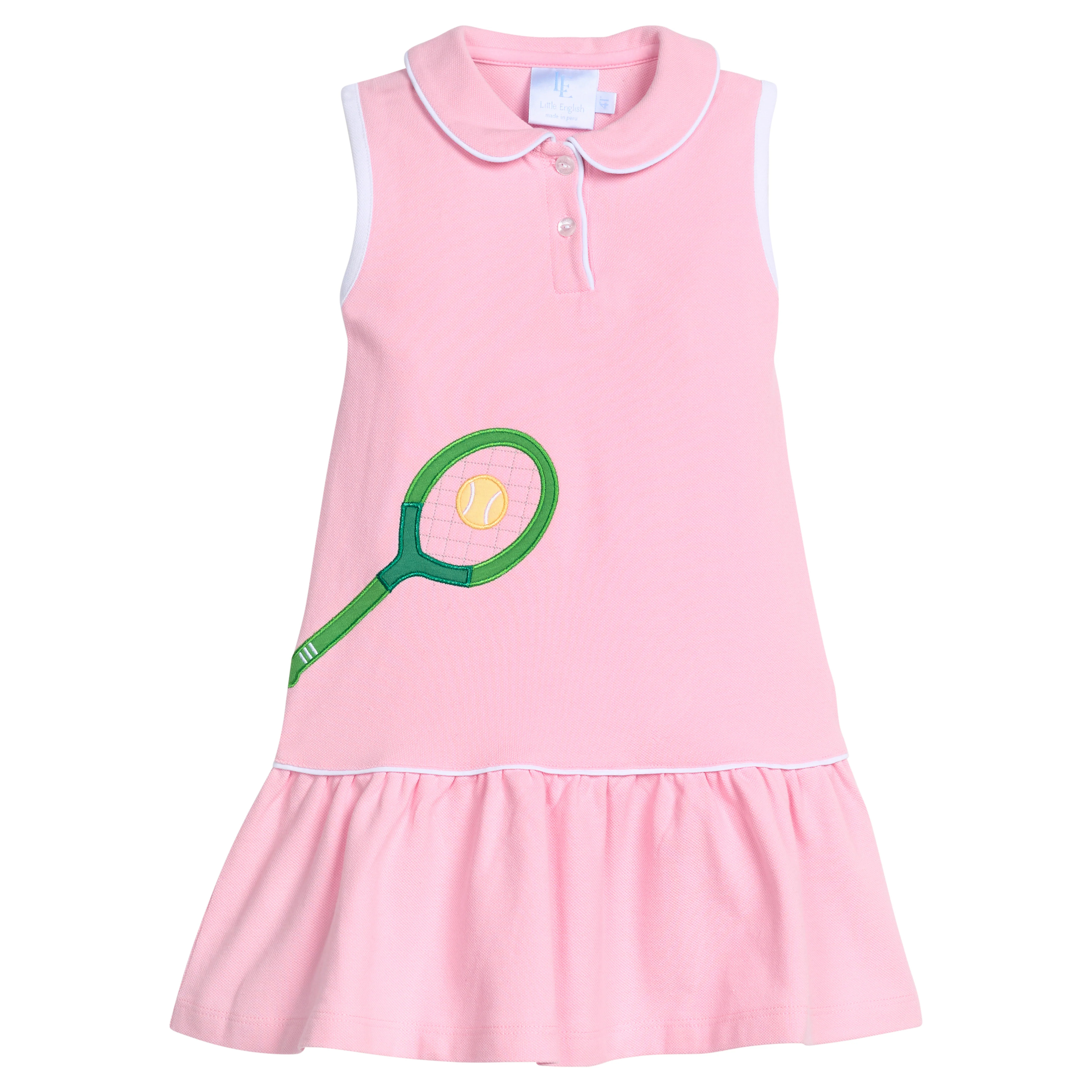 Girls Applique Polo Dress in Light Pink | Little English
