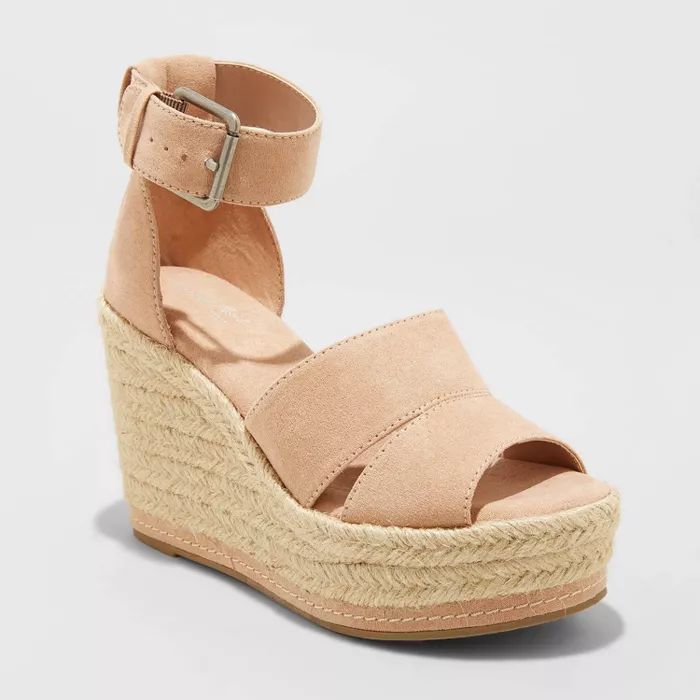 Women's Caroline Microsuede Ankle Strap Espadrille Wedge - Universal Thread™ | Target