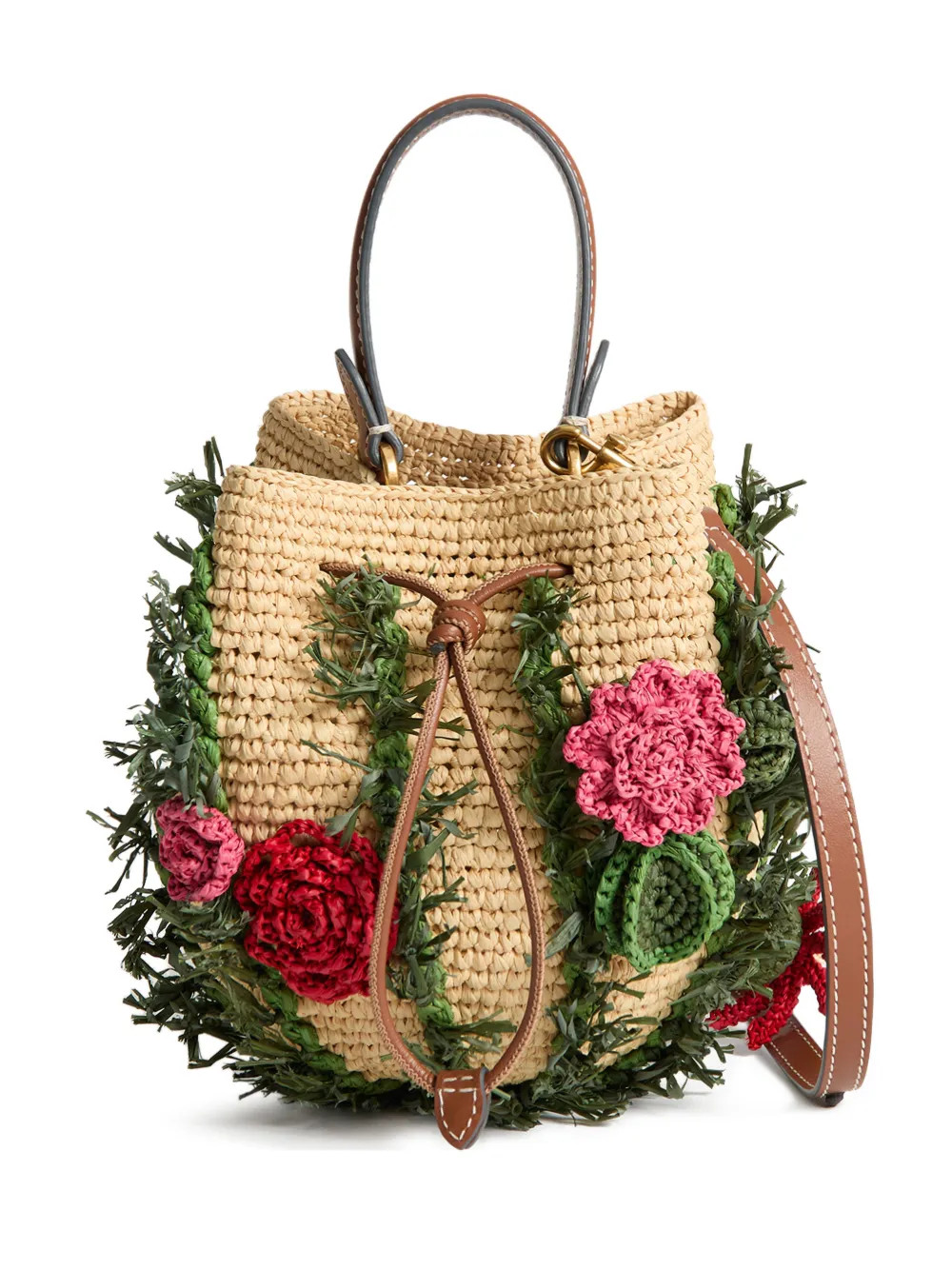 Anya Hindmarchraffia floral bucket bag | Farfetch Global