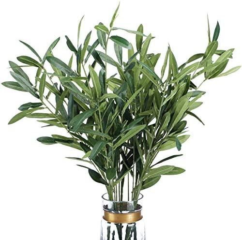 FUNARTY 5pcs 37" Tall Artificial Olive Branches for Vases Greenery Stems with 270 Olive Leaves, Fake | Amazon (US)